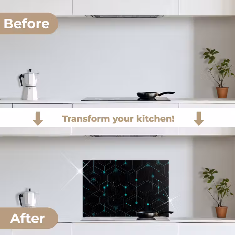 Kitchen splashback for hob - Gaming - Network - Blue - Points - Pattern — 7