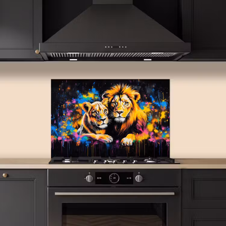 Kitchen splashback for hob - Lions - Painting - Colors — 5