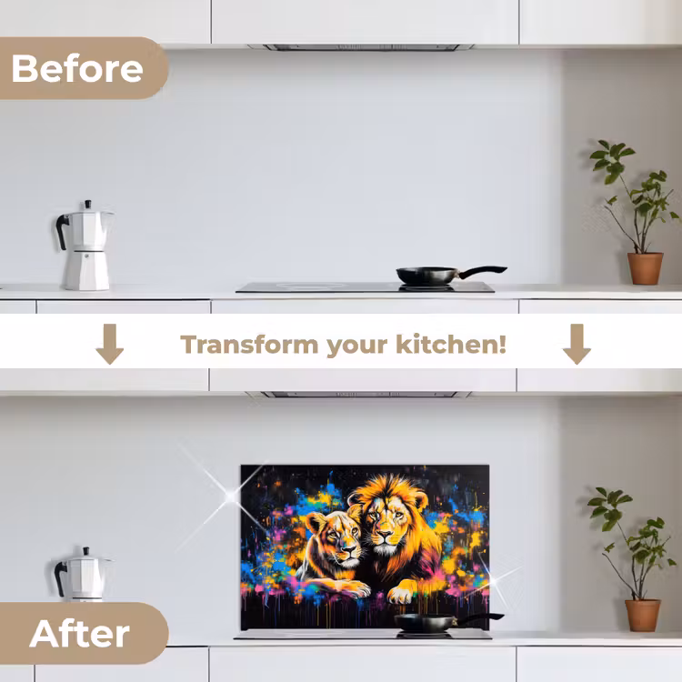 Kitchen splashback for hob - Lions - Painting - Colors — 7