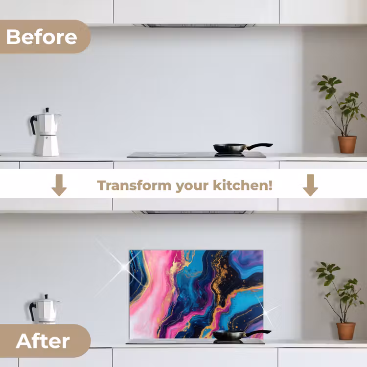 Kitchen splashback for hob - Marble - Modern - Gold — 7