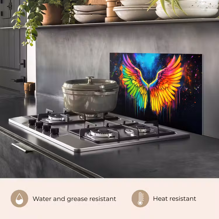 Kitchen splashback for hob - Rainbow colors - Wings - Magical — 2