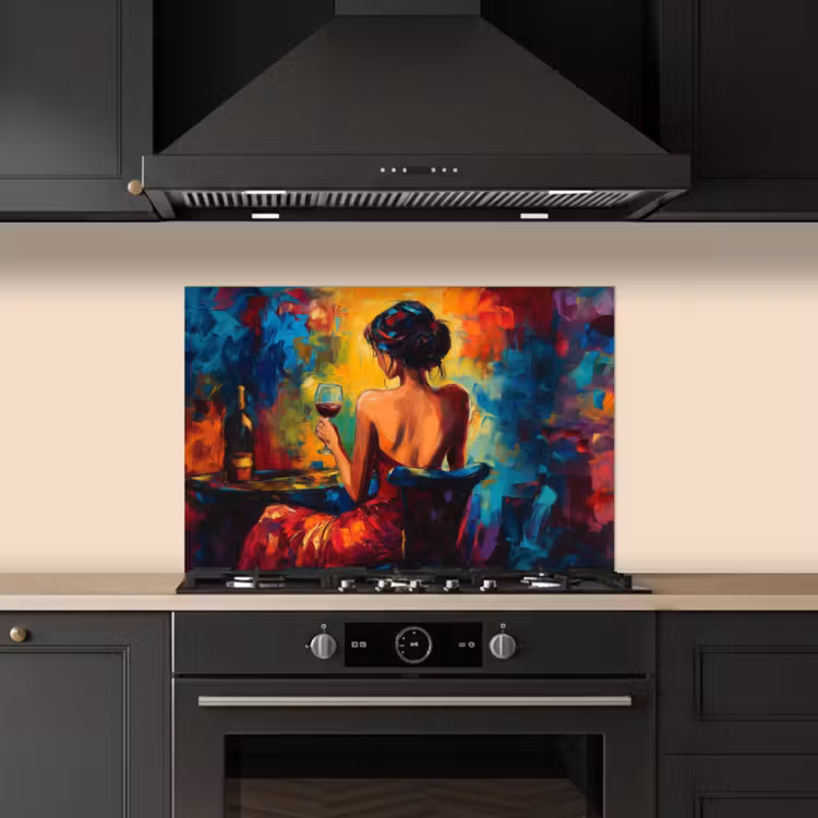 Kitchen splashback for hob - Wine - Woman - Atmospheric - Colorful — 5