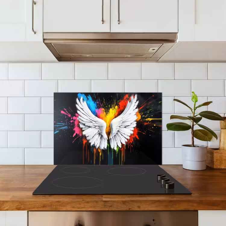 Kitchen splashback for hob - Wings - Paint splashes - Colorful — 3