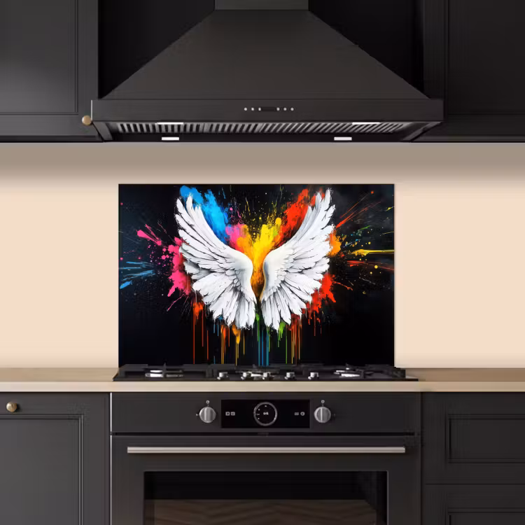 Kitchen splashback for hob - Wings - Paint splashes - Colorful — 5