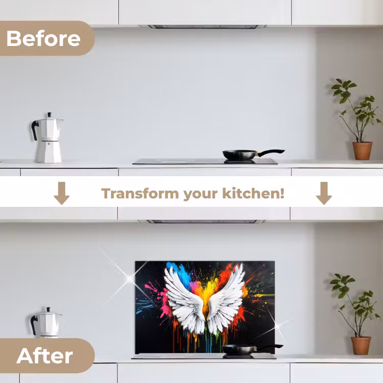 Kitchen splashback for hob - Wings - Paint splashes - Colorful — 7
