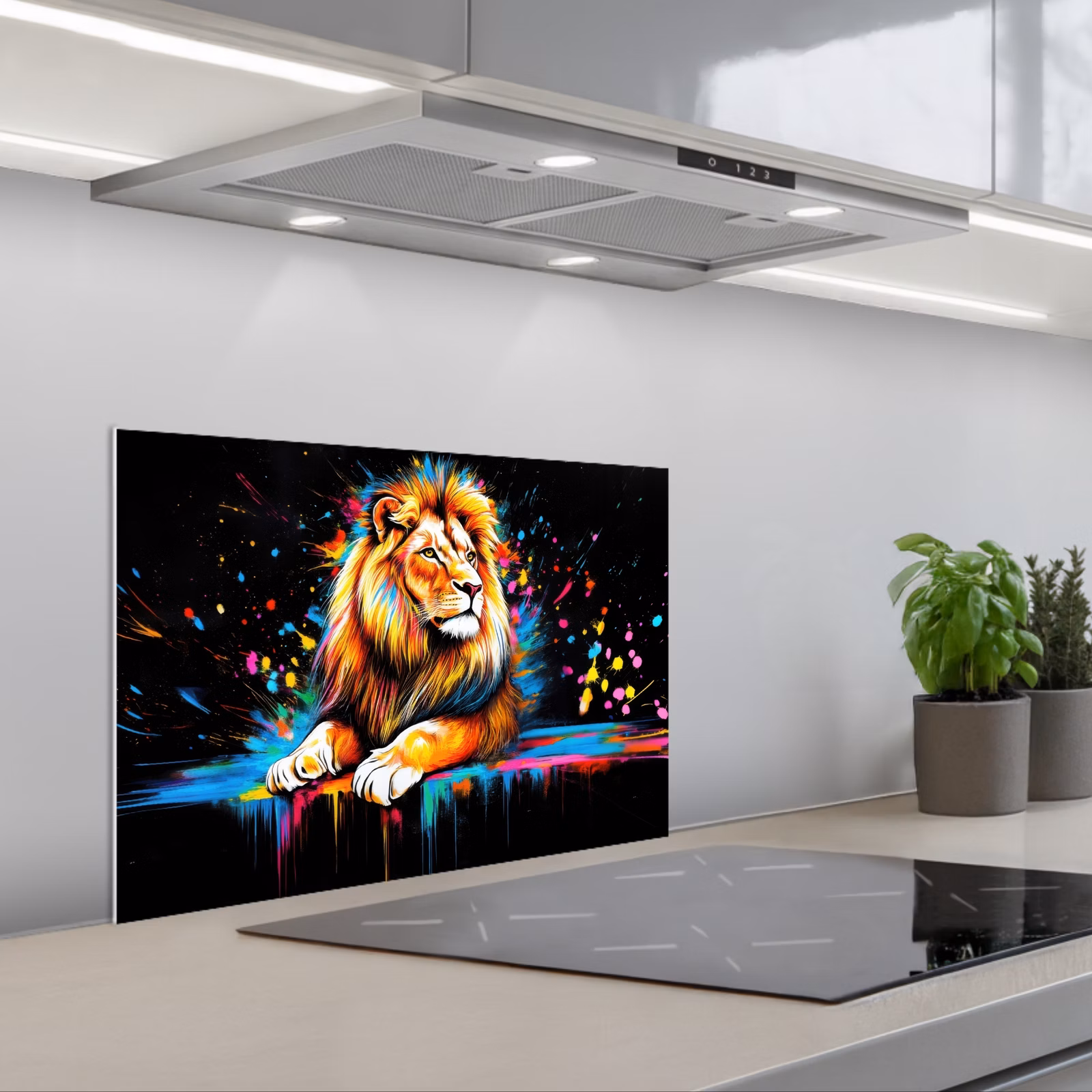 Kitchen splashback for hob - Lion - Colorful - Splashes — 1