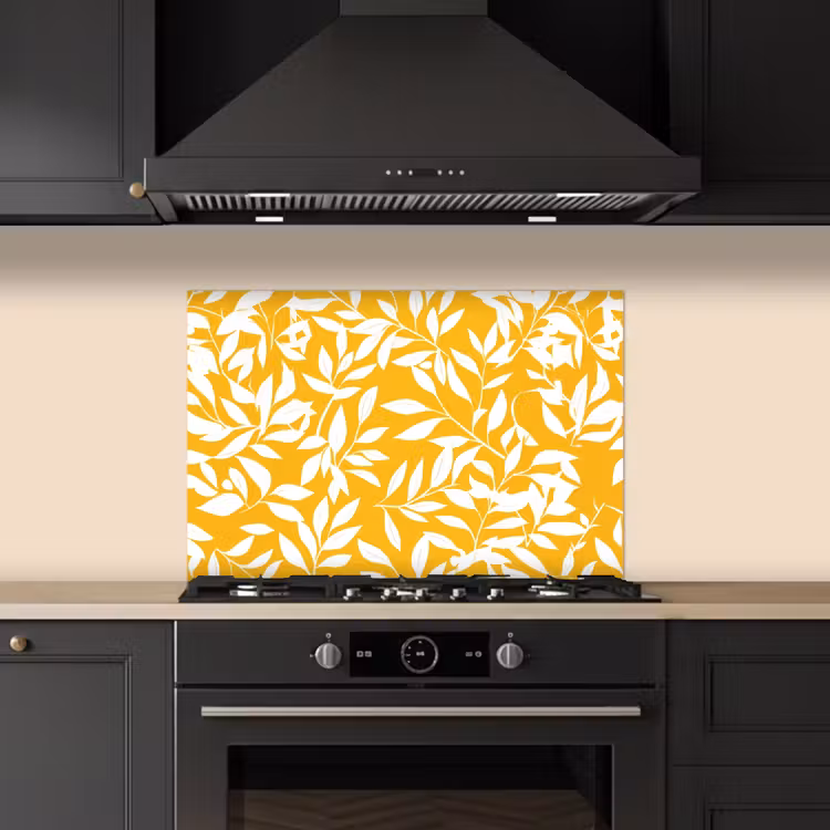 Kitchen splashback for hob - Leaves - Branches - Yellow — 5