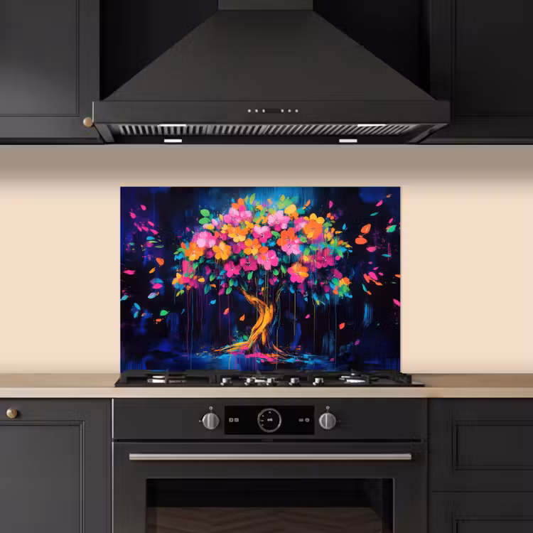Kitchen splashback for hob - Tree - Flowers - Magical - Colored — 5