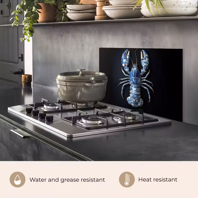 Kitchen splashback for hob - Lobster - Delft blue - Shield - Tough — 2