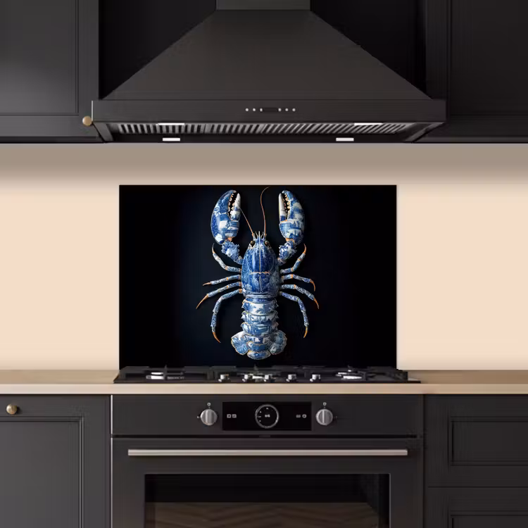 Kitchen splashback for hob - Lobster - Delft blue - Shield - Tough — 5