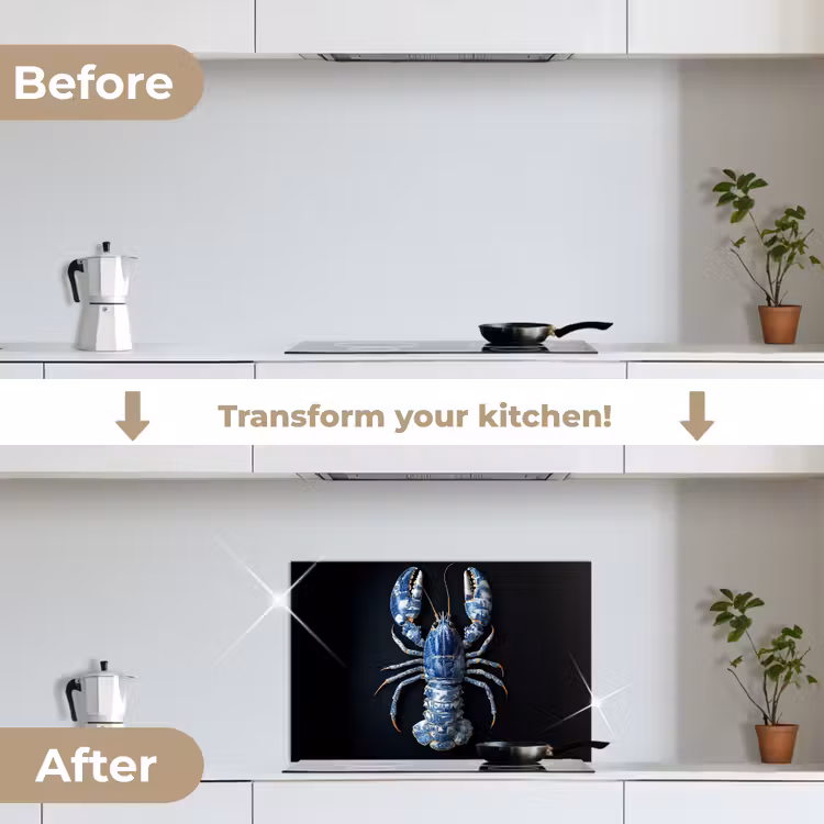 Kitchen splashback for hob - Lobster - Delft blue - Shield - Tough — 7