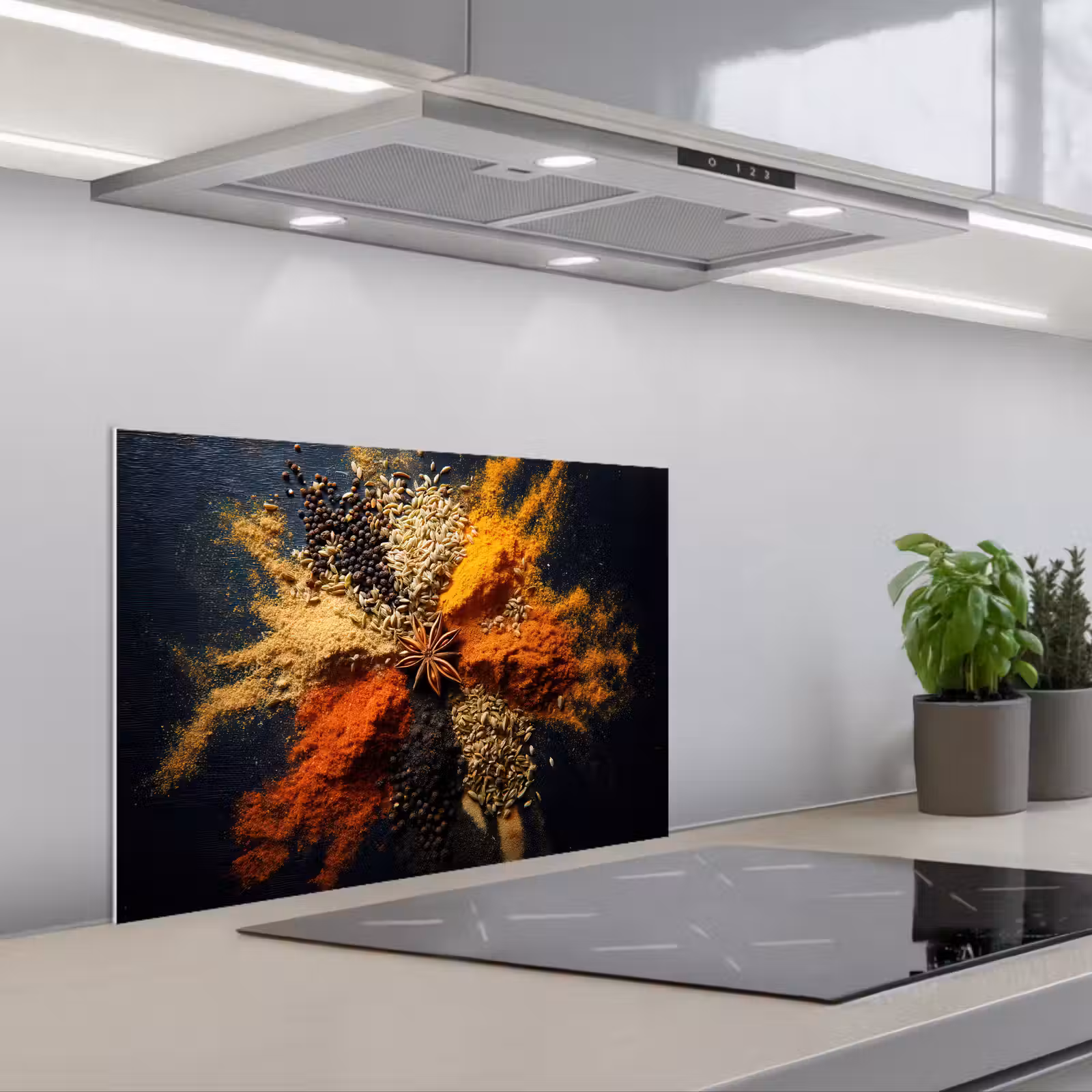 Kitchen splashback for hob - Spices - Explosion - Orange — 1