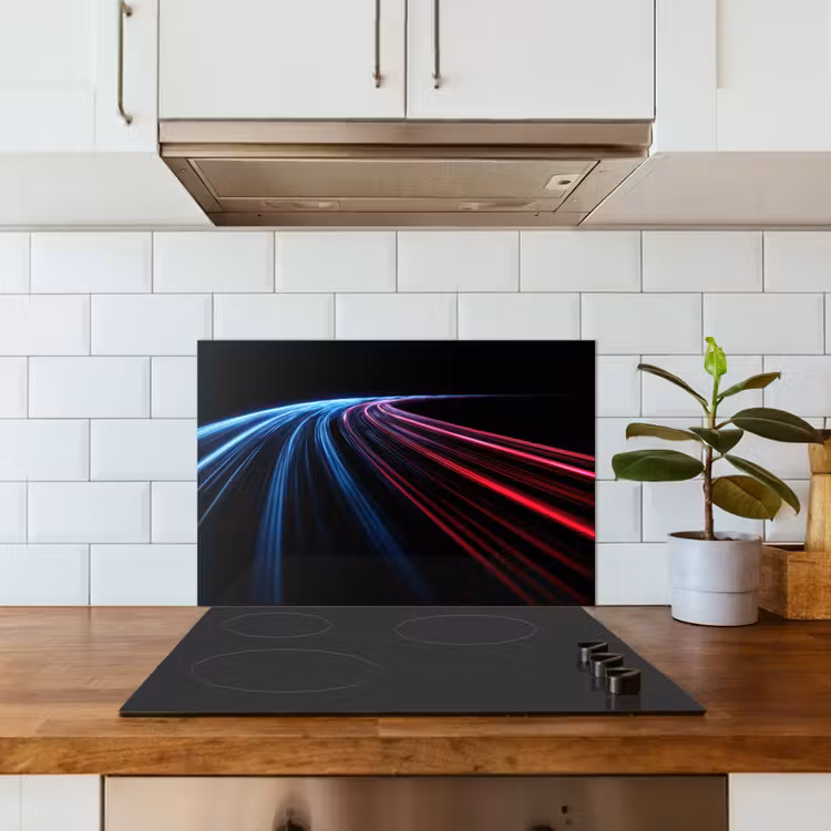 Kitchen splashback for hob - Gaming - Stripes - Curved - Blue — 3