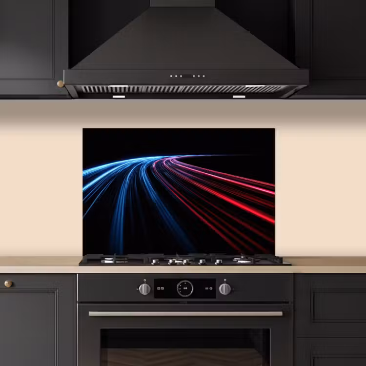 Kitchen splashback for hob - Gaming - Stripes - Curved - Blue — 5