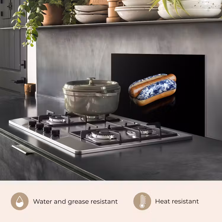 Kitchen splashback for hob - Hot dog - Porcelain - Delft blue - Food — 2