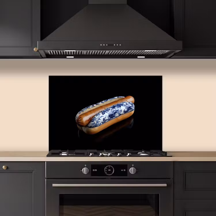 Kitchen splashback for hob - Hot dog - Porcelain - Delft blue - Food — 5