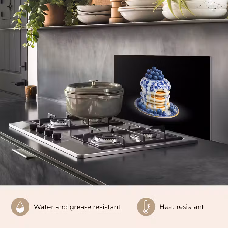 Kitchen splashback for hob - Pancakes - Blueberries - Plate — 2