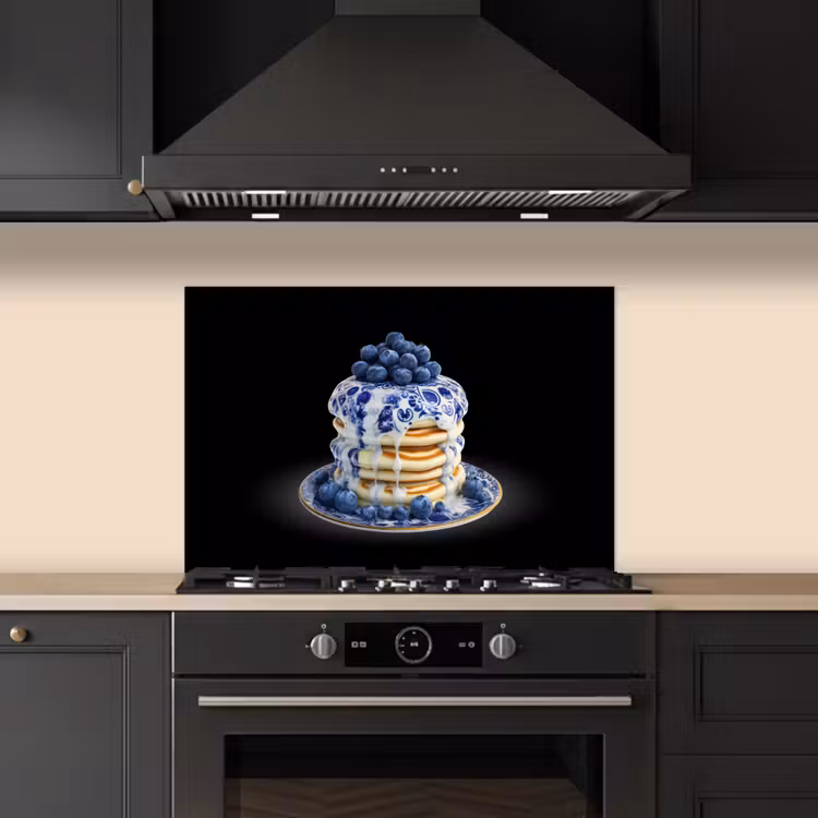 Kitchen splashback for hob - Pancakes - Blueberries - Plate — 5