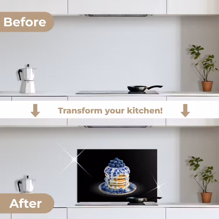 Kitchen splashback for hob - Pancakes - Blueberries - Plate — 7