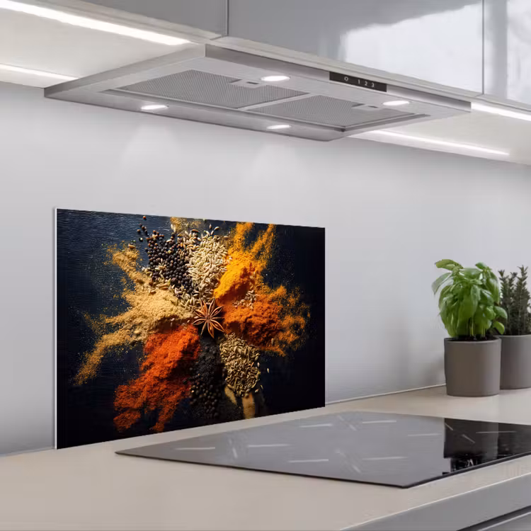 Kitchen splashback for hob - Spices - Explosion - Orange — 1