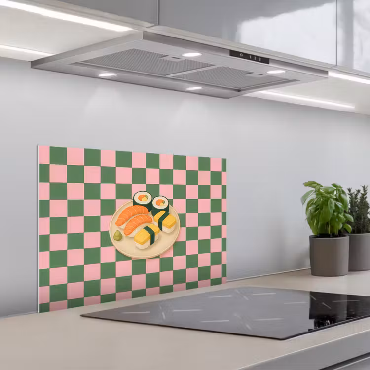 Kitchen splashback for hob - Sushi - Plate - Blocked - Green — 1