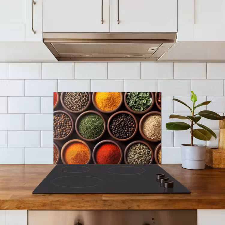 Kitchen splashback for hob - Trays - Wood - Herbs - Colorful — 3