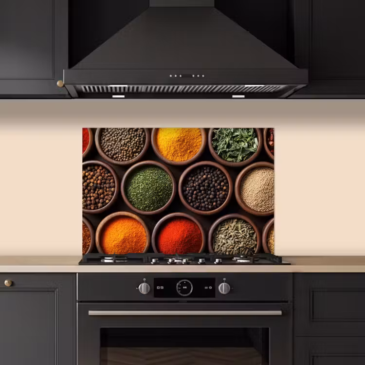 Kitchen splashback for hob - Trays - Wood - Herbs - Colorful — 5
