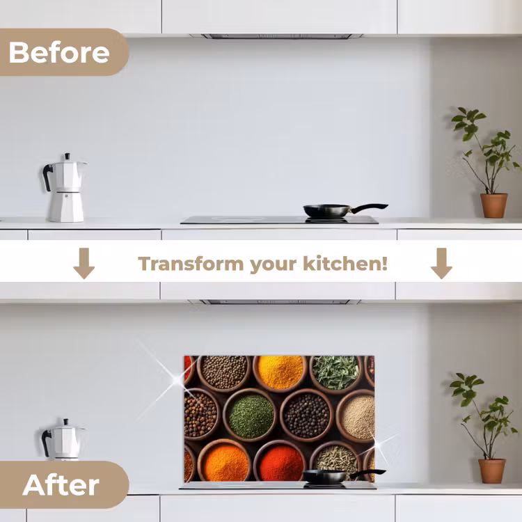 Kitchen splashback for hob - Trays - Wood - Herbs - Colorful — 7