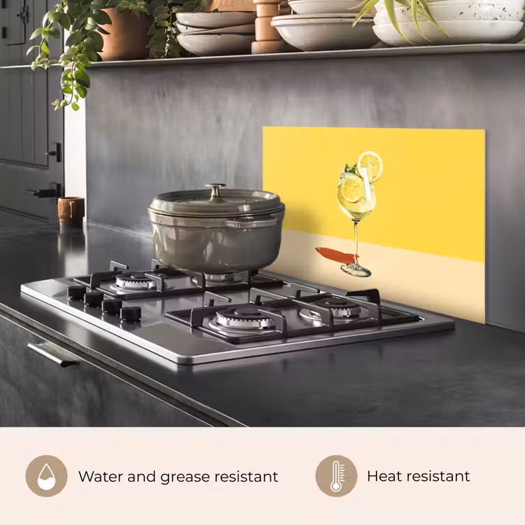 Kitchen splashback for hob - Wine glass - Lemon - Yellow - Minimalist — 2