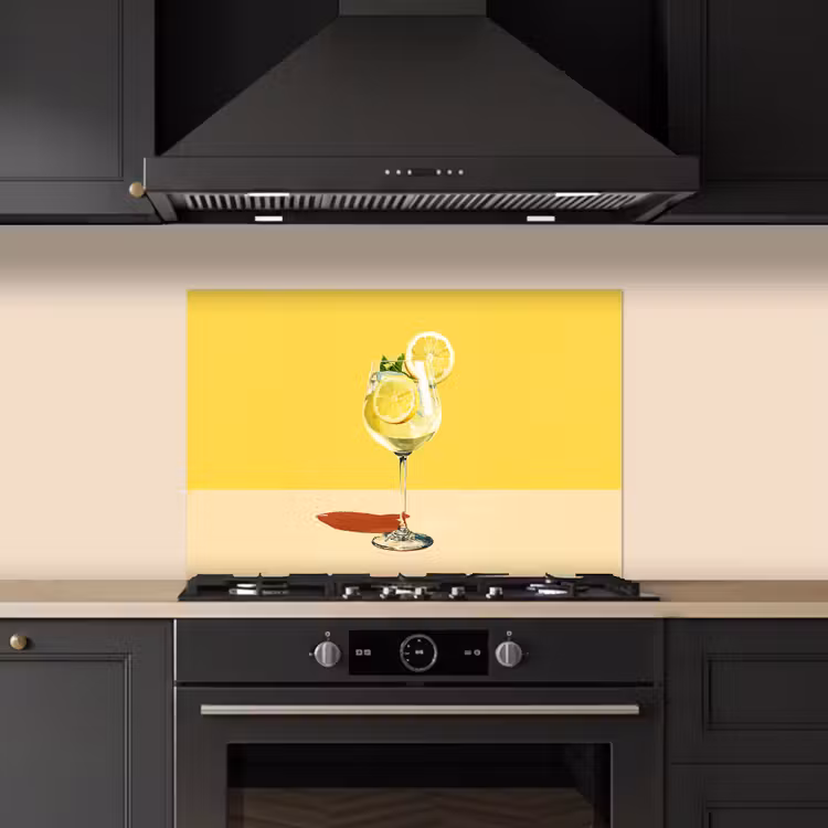 Kitchen splashback for hob - Wine glass - Lemon - Yellow - Minimalist — 5