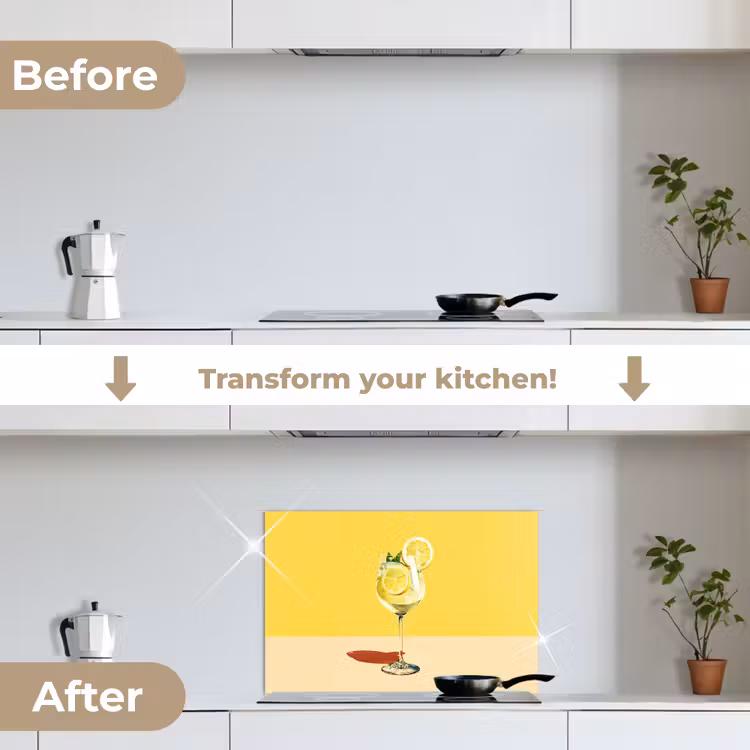 Kitchen splashback for hob - Wine glass - Lemon - Yellow - Minimalist — 7