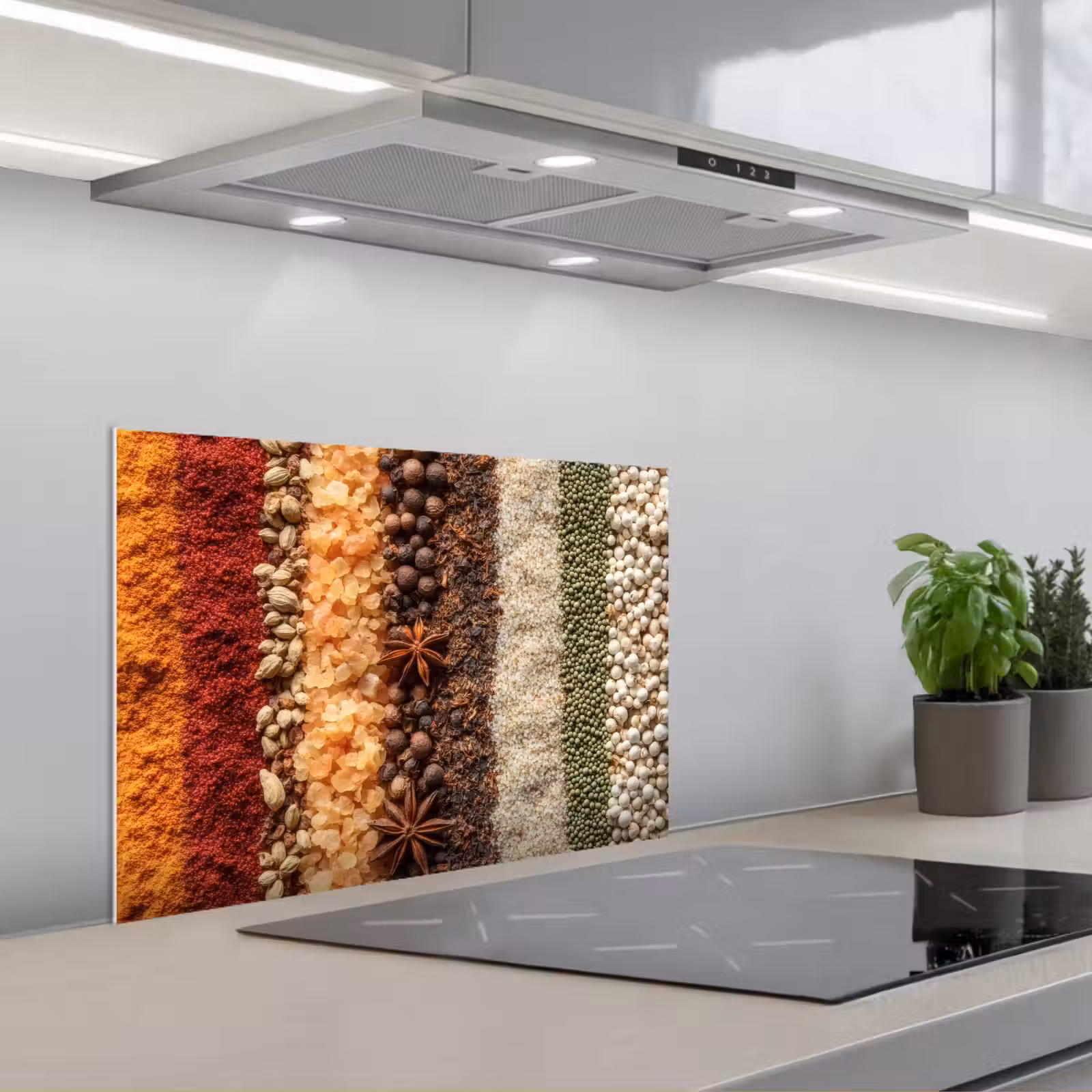 Kitchen splashback for hob - Orbits - Vertical - Herbs - Variation — 1