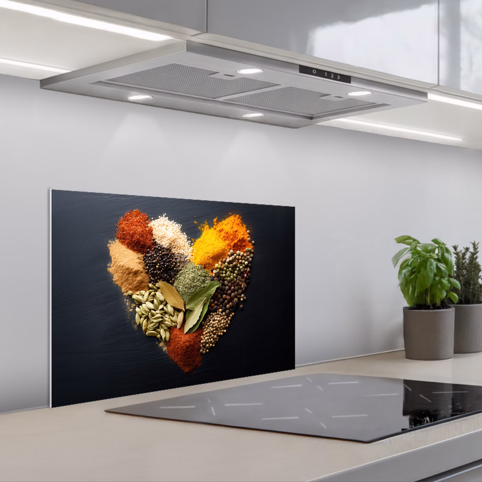 Kitchen splashback for hob - Spices - Mix - Heart Shape - Black — 1