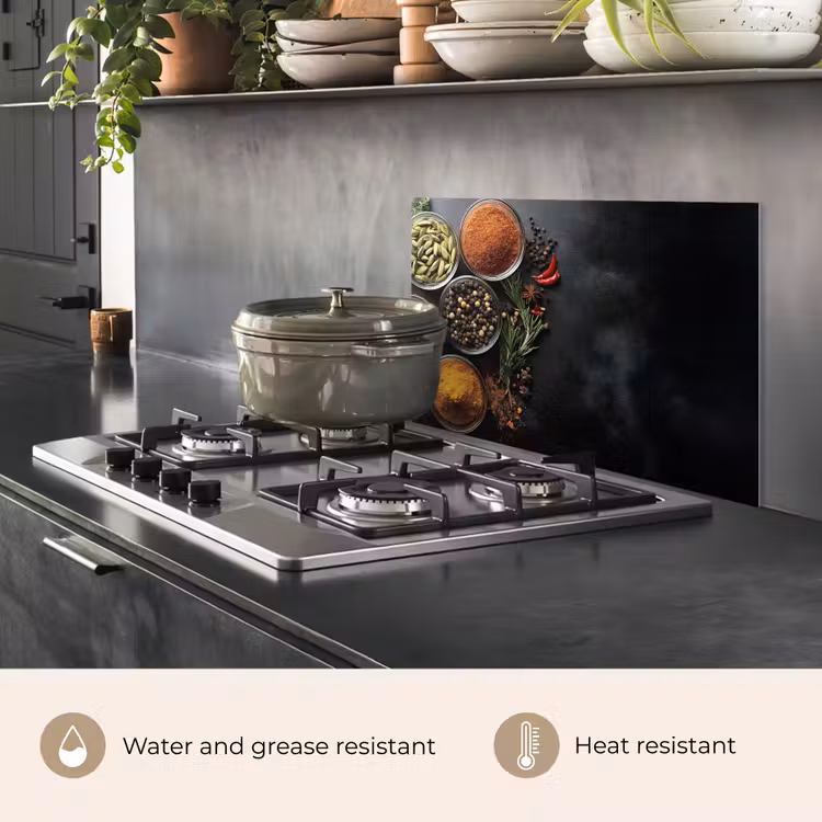 Kitchen splashback for hob - Glasses - trays - leaves - herbs — 2