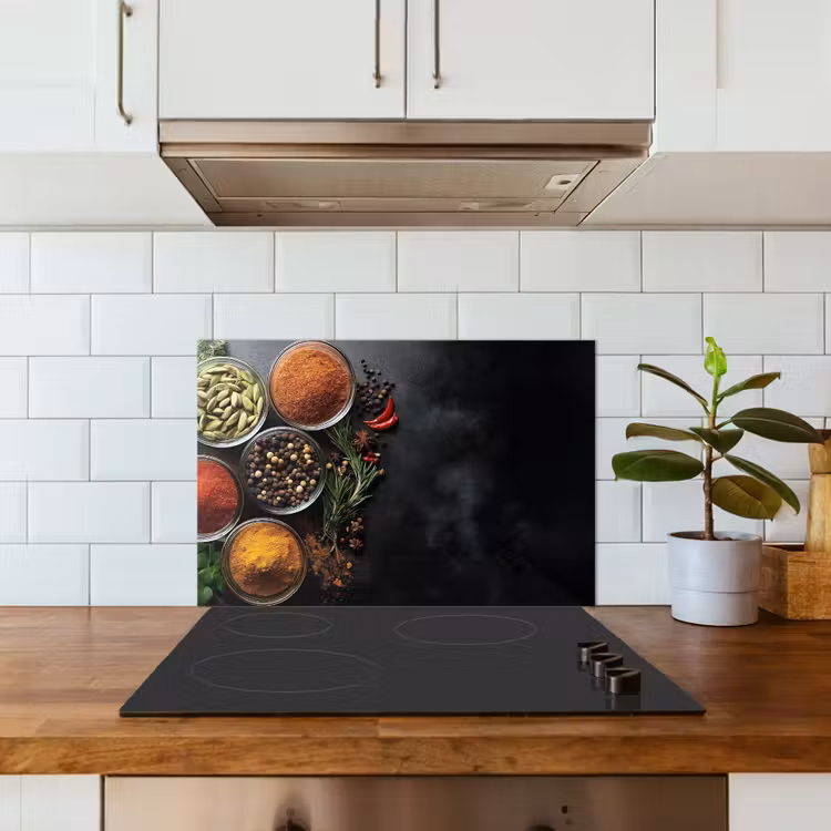 Kitchen splashback for hob - Glasses - trays - leaves - herbs — 3