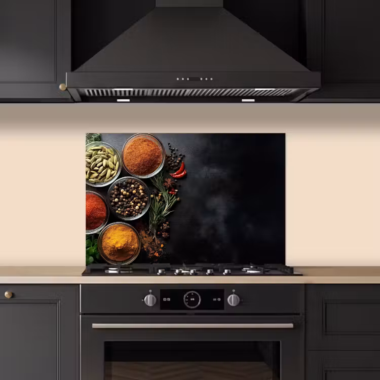 Kitchen splashback for hob - Glasses - trays - leaves - herbs — 5