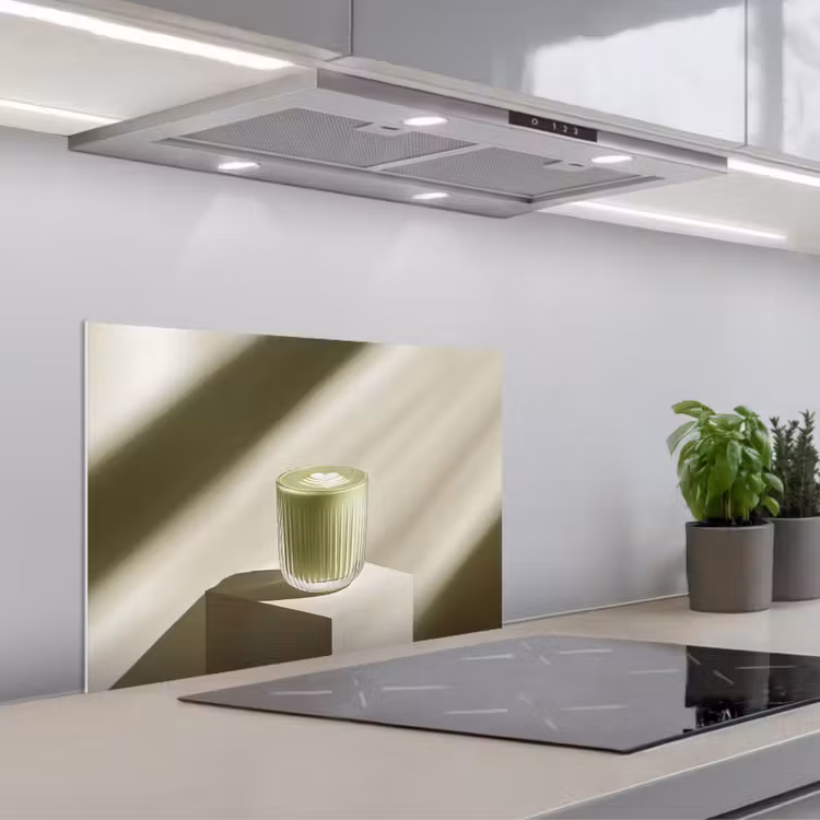 Kitchen splashback for hob - Matcha - Glass - Green - Minimalist — 1