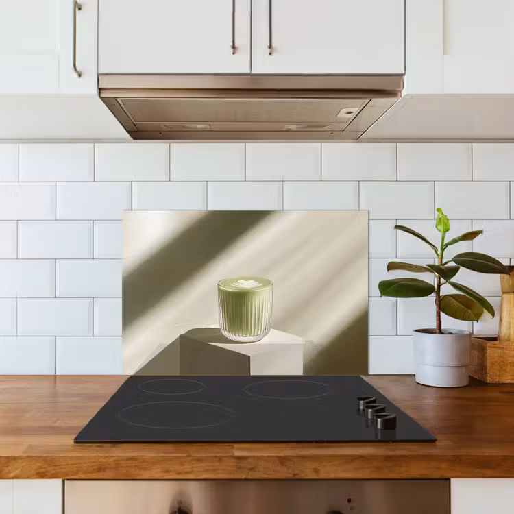 Kitchen splashback for hob - Matcha - Glass - Green - Minimalist — 3