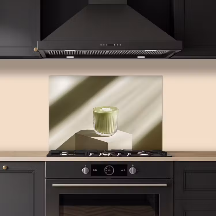 Kitchen splashback for hob - Matcha - Glass - Green - Minimalist — 5
