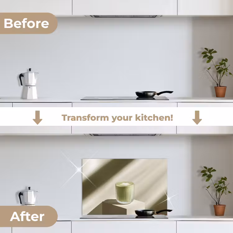 Kitchen splashback for hob - Matcha - Glass - Green - Minimalist — 7