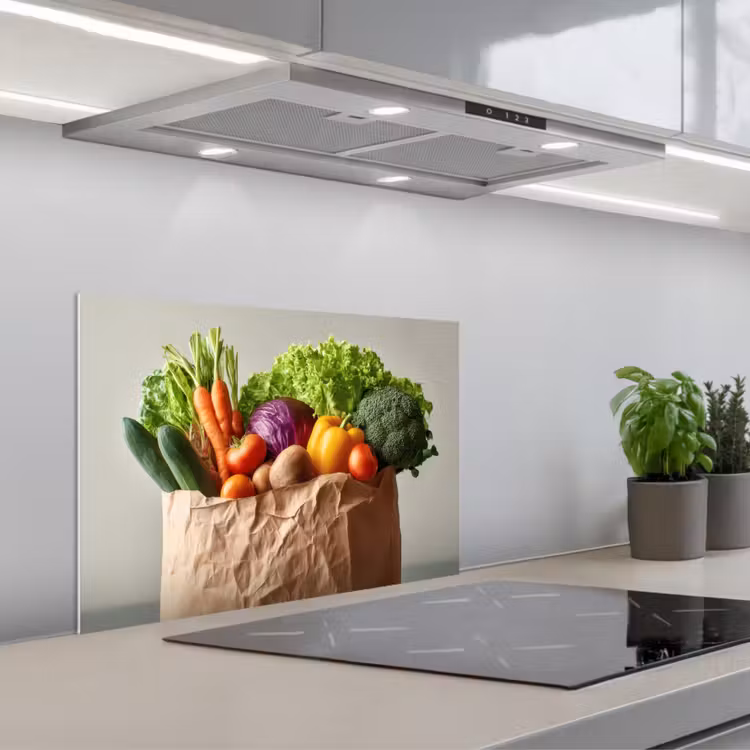 Kitchen splashback for hob - Papers - Groceries - Colorful — 1