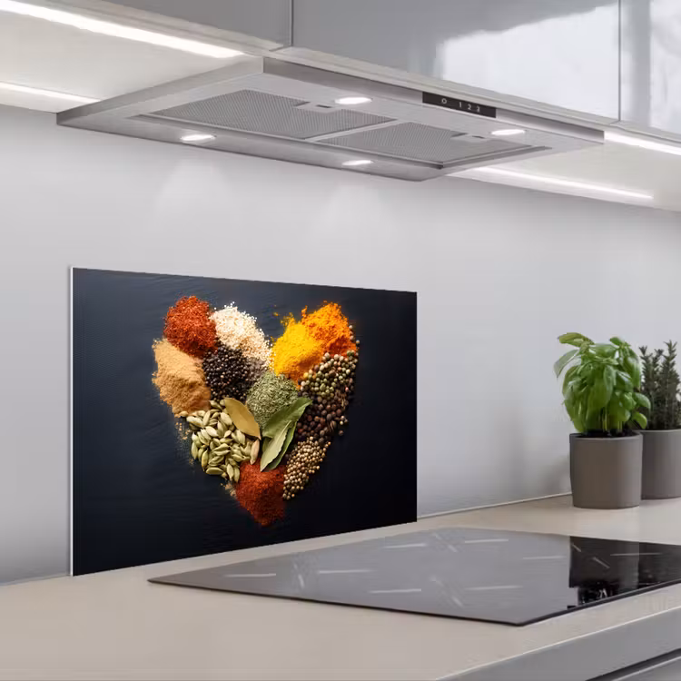 Kitchen splashback for hob - Spices - Mix - Heart Shape - Black — 1