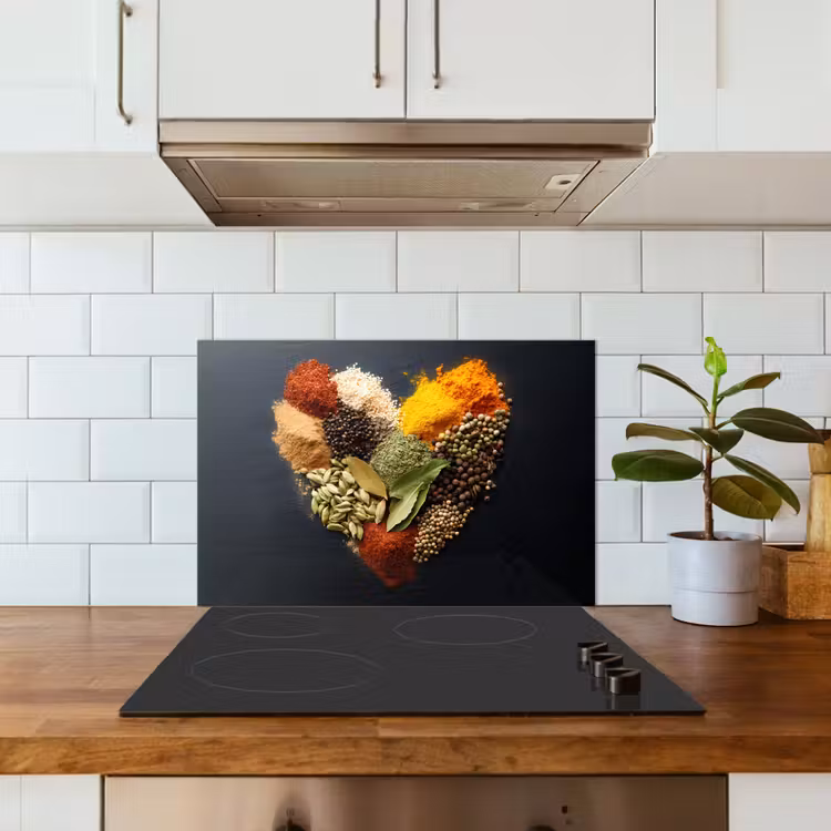 Kitchen splashback for hob - Spices - Mix - Heart Shape - Black — 3