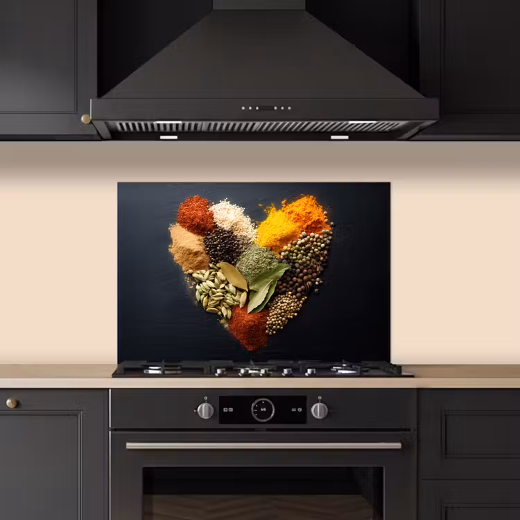 Kitchen splashback for hob - Spices - Mix - Heart Shape - Black — 5