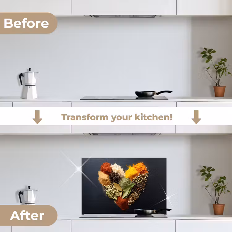 Kitchen splashback for hob - Spices - Mix - Heart Shape - Black — 7