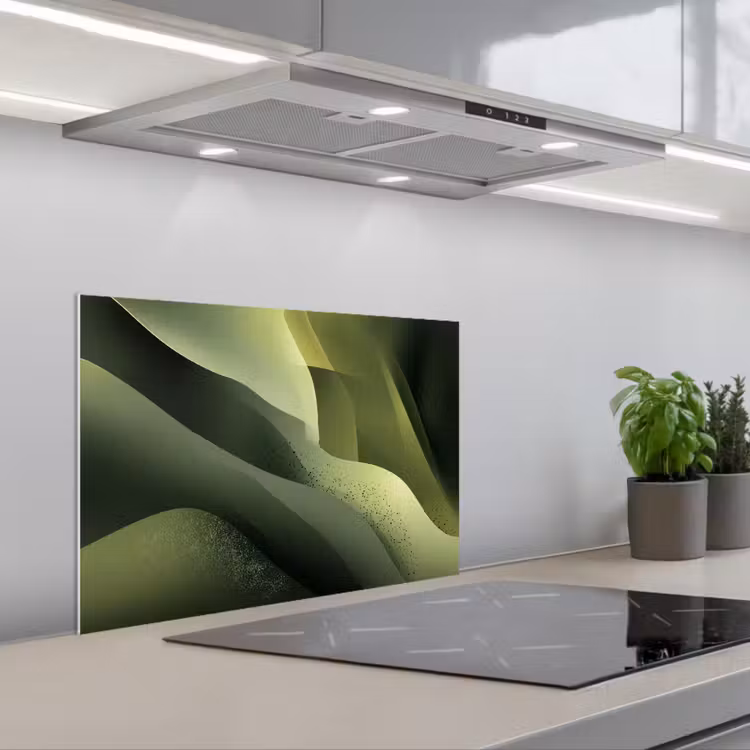 Kitchen splashback for hob - Gaming - Waves - Abstract - Hills - Green — 1