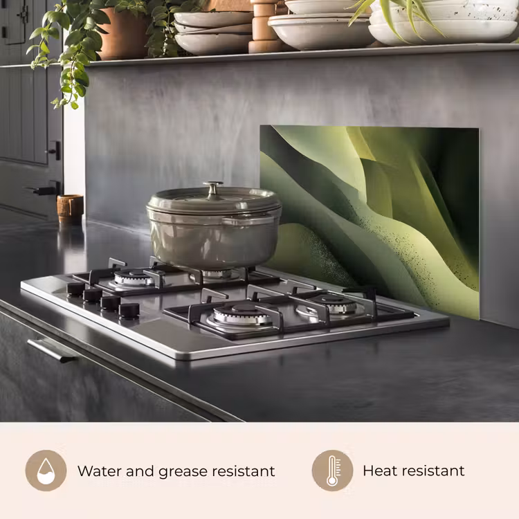 Kitchen splashback for hob - Gaming - Waves - Abstract - Hills - Green — 2