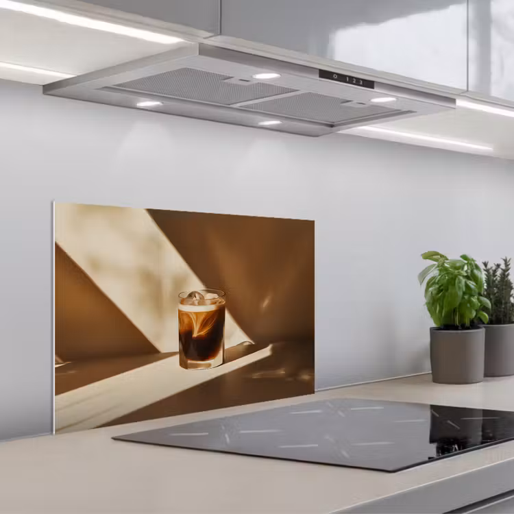 Kitchen splashback for hob - Glass - Iced Coffee - Shade - Brown — 1