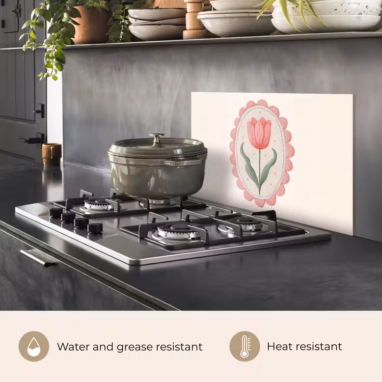 Kitchen splashback for hob - Tulip - Frame - Oval - Illustration — 2