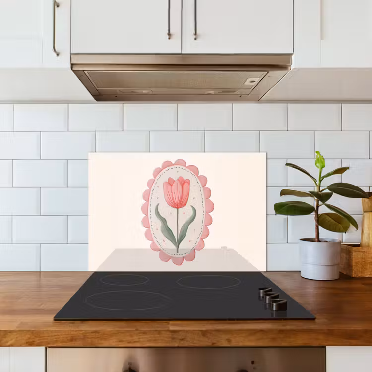Kitchen splashback for hob - Tulip - Frame - Oval - Illustration — 3